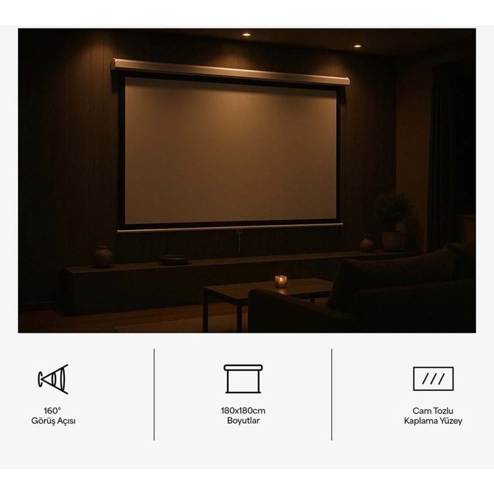 Everest PSC-180 180x180 cm Cam Tozlu Projeksiyon Perdesi