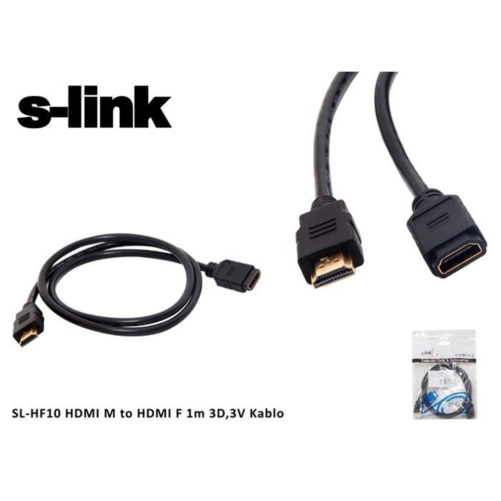 S-link SL-HF10 HDMI M to HDMI F Uzatma 1 Metre 3D,3V Kablo