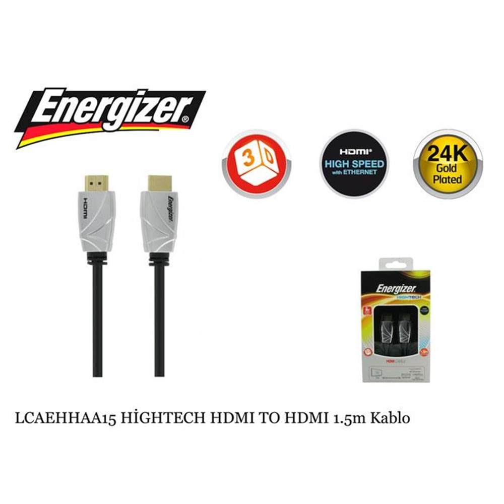 Energizer LCAEHHAA15 HDMI 1.5m 8K 60Hz 4K 120Hz Ultra 7680P/1080P PVC Kablo