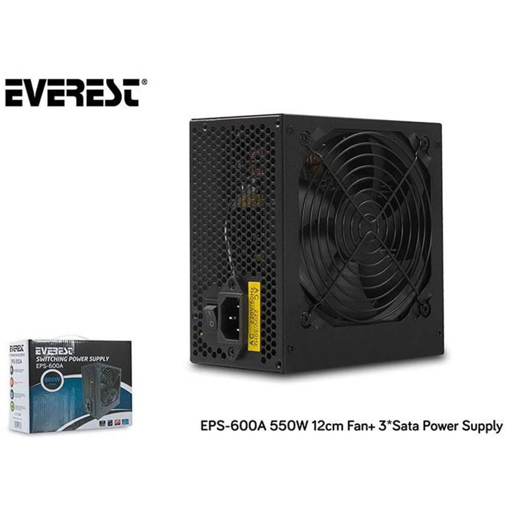 Everest EPS-600A 600W 12cm Fan 4*SATA Aktif PFC Power Supply