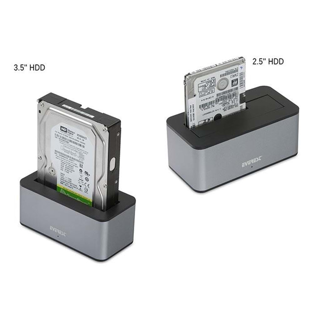 Everest HD3-530 2.5/3.5 USB3.0 6Gbps/UASP 4TB/6TB/8TB Docking Harddisk Kutusu