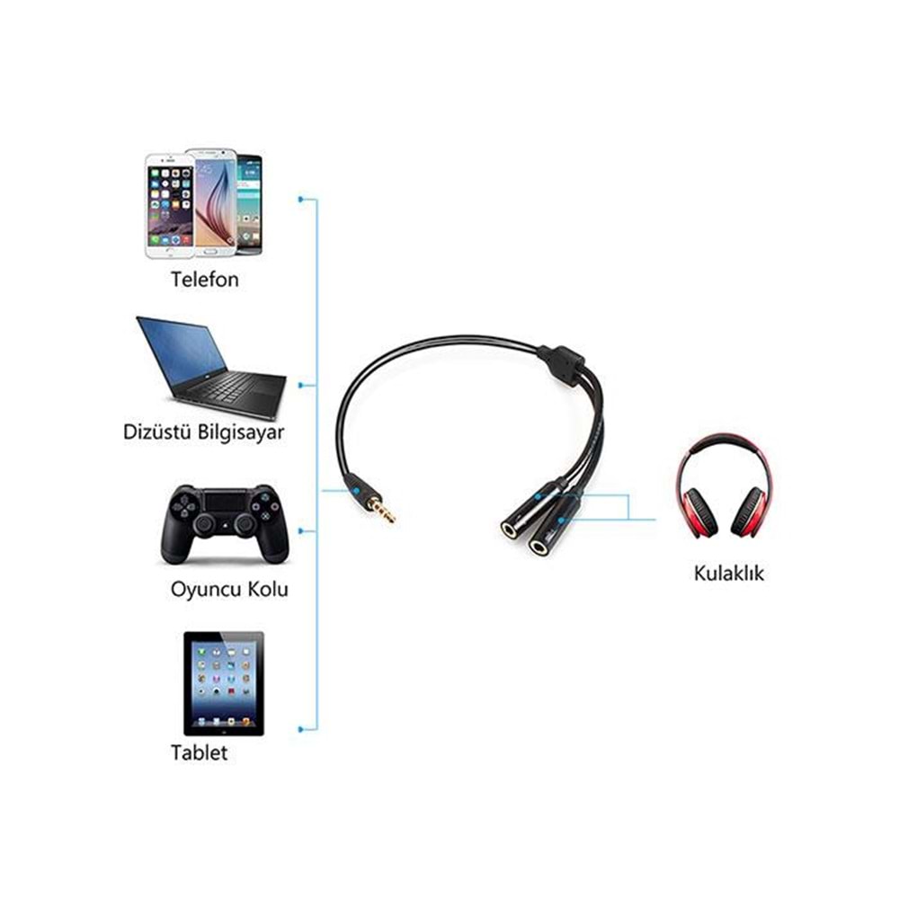 S-link SL-302MS 3.5mm Mikrofon Kulaklık Çoklayıcı Kablo, Çevirici