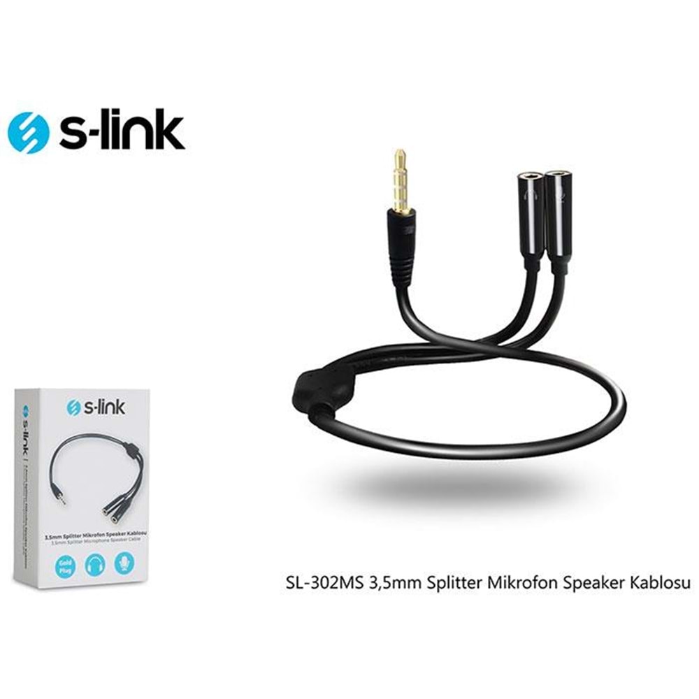 S-link SL-302MS 3.5mm Mikrofon Kulaklık Çoklayıcı Kablo, Çevirici