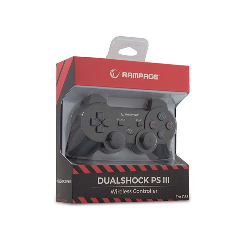 Rampage SG-RPS3 Siyah PS3 Bluetooth Çift Titreşimli Joypad (Şarj Kablosu Dahil)