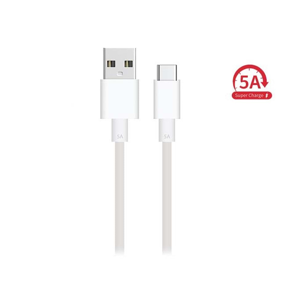 Hytech HY-X480 5A Usb 3.1 to Type-C 1m Beyaz Süper Hızlı Data+Şarj Kablosu