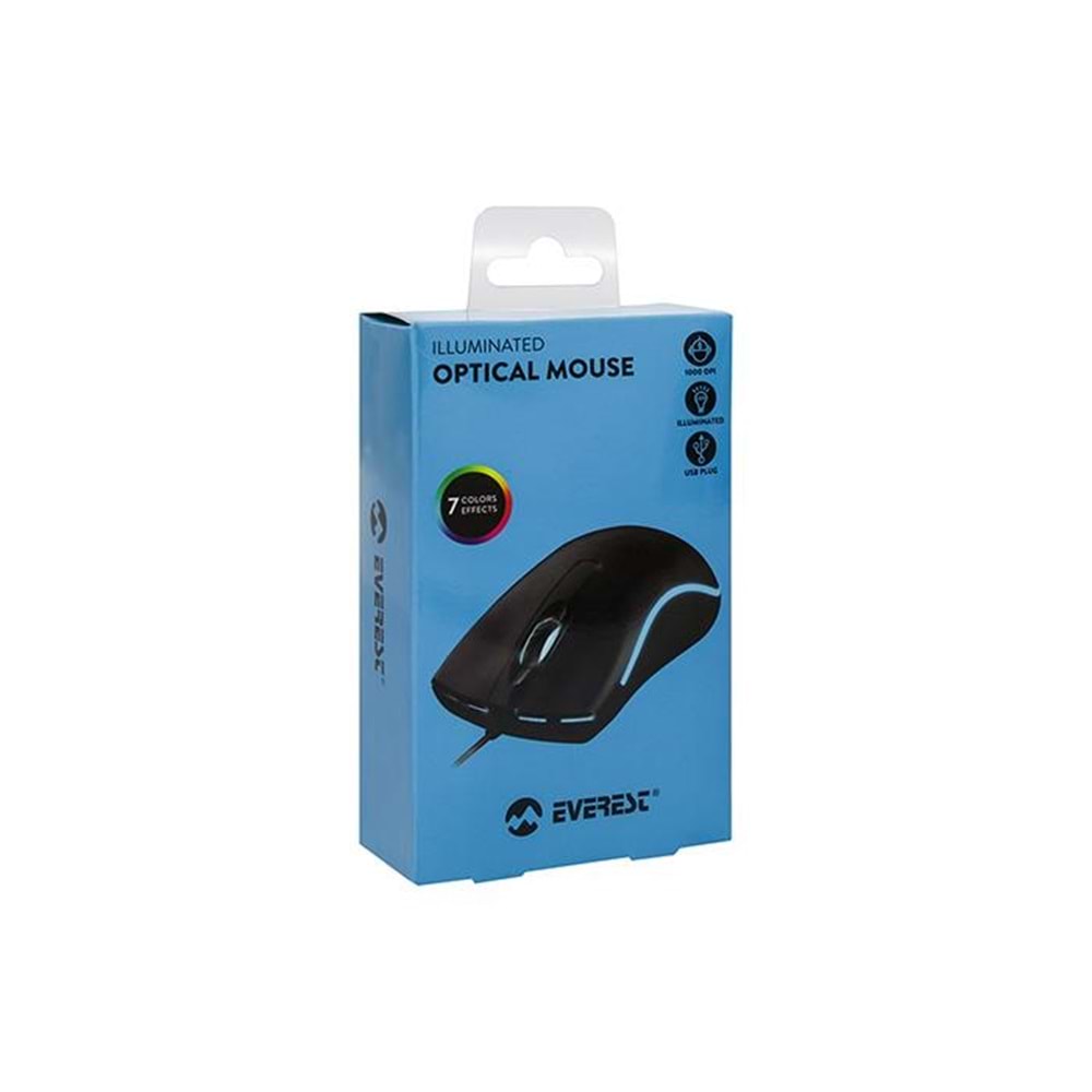 Everest SM-M9 Usb Siyah 3D Optik Led Mouse