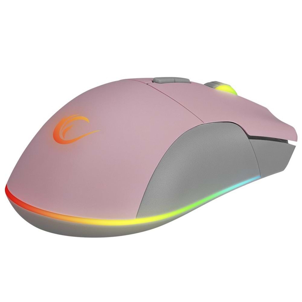 Rampage SMX-R21 COMPACT Usb Pembe/Gri RGB Işıklı+Macro 7200dpi / 1000hz Gaming Oyuncu Mouse