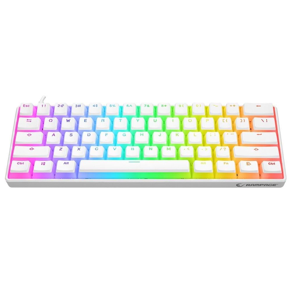 Rampage KB-R135 PARVUS Beyaz Type-C Bağlantılı RGB Puding Tuşlu Red Switch İngilizce Q Gaming Oyuncu Klavye
