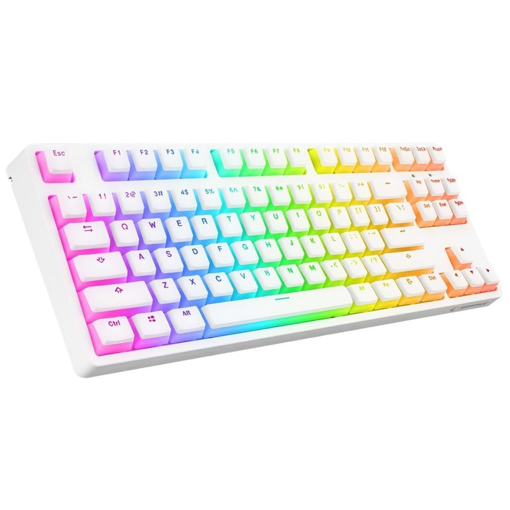 Rampage KB-R136 GHOST Beyaz Type-C Bağlantılı RGB Puding Tuşlu Brown Switch US Gaming Oyuncu Klavye (OUTLET)