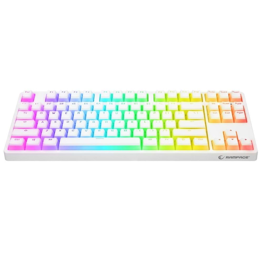 Rampage KB-R136 GHOST Beyaz Type-C Bağlantılı RGB Puding Tuşlu Brown Switch US Gaming Oyuncu Klavye (OUTLET)