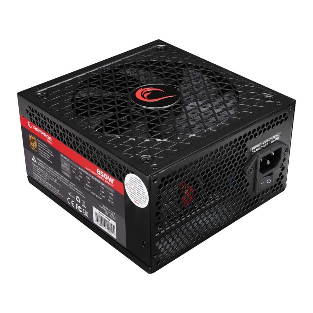 Rampage P850 850W 80+ GOLD APFC 14cm Long Life HDB Fan Siyah PC Power Supply (OUTLET-KUTU HASARLI)