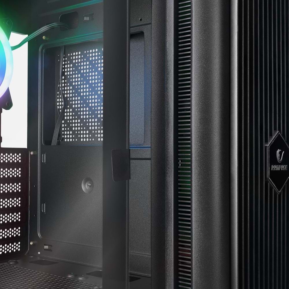 Rampage PROLIX Mesh 850W 80+ 4*12cm ARGB Fan+Kontrolcü Manyetik Temperli Camlı ATX Mid-T Gaming Oyuncu Kasası OUTLET