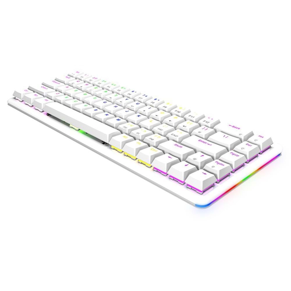 Rampage REBEL Beyaz Low Profile RED SWITCH Mekanik Gaming Oyuncu Klavye US Layout Rainbow
