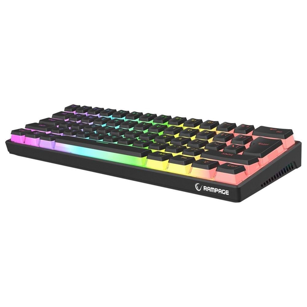Rampage RADIANT K11 Siyah Type-C Bağlantılı RGB Puding Tuşlu US Layout Red Switch Gaming Oyuncu Klavye (OUTLET)