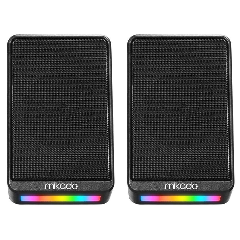 Mikado MD-178 2.0 3W*2 Siyah RGB Aydınlatmalı USB + 3.5mm USB 5V Speaker Hoparlör