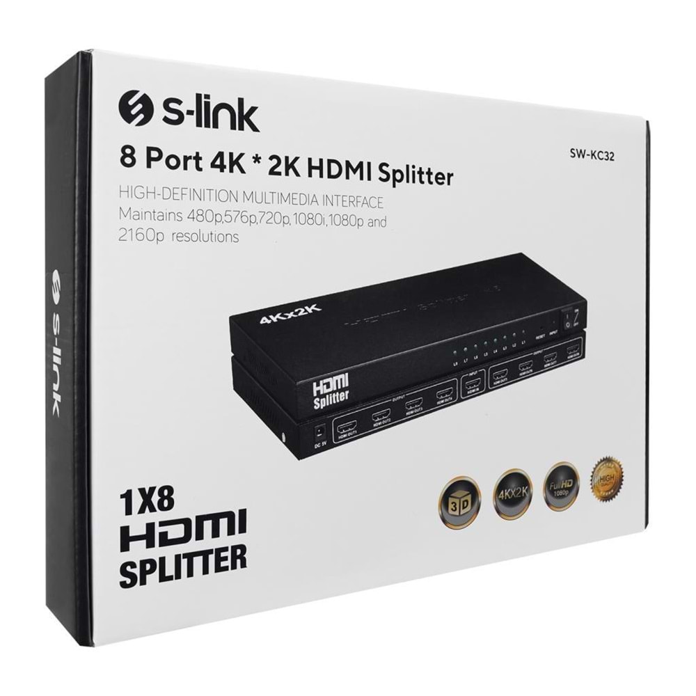 S-link SW-KC32 8 Port 4K * 2K HDMI Splitter
