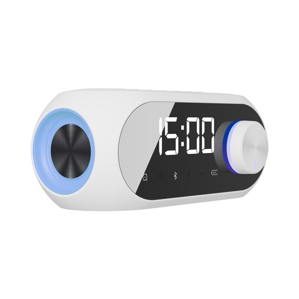 Asonic AS-W6 1200mAh 5W Beyaz Bluetooth /Aux/Derece/USB/Saat Alarmlı Bluetooth Hoparlör