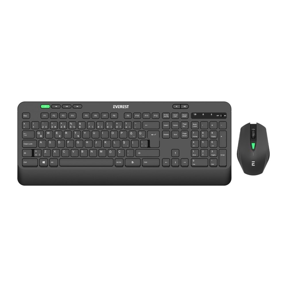 Everest KM-2620 Siyah Usb Sessiz Switch İnce Kablosuz Q Multimedia Klavye + Mouse Set
