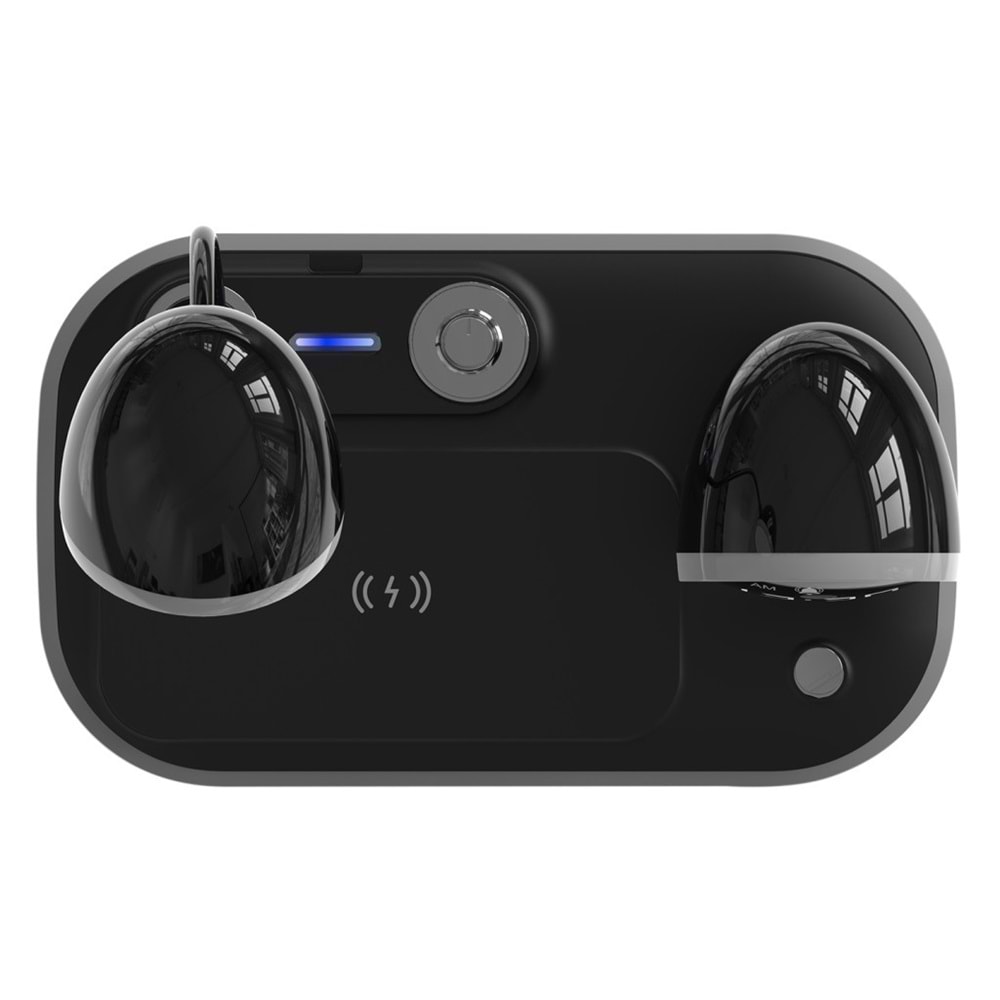 S-link SL-CW21 Siyah Telefon Uyumlu Fast Şarj 15W Ayarlanabilir Led Işıklı LCD Ekran Double Alarmli Masa Lambası