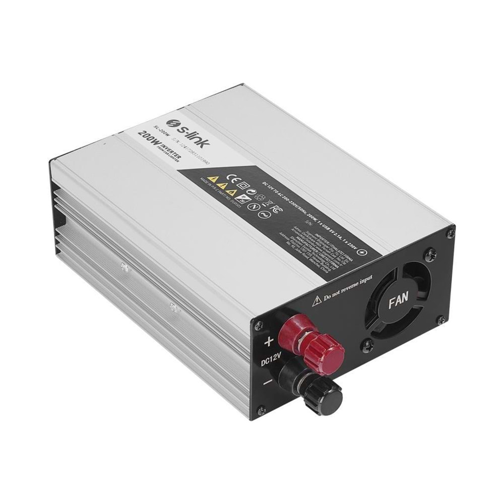 S-link SL-200W 200W DC12V-AC230V İnverter, Çakmaklık Girişini Ev Elektriğine Çevirir