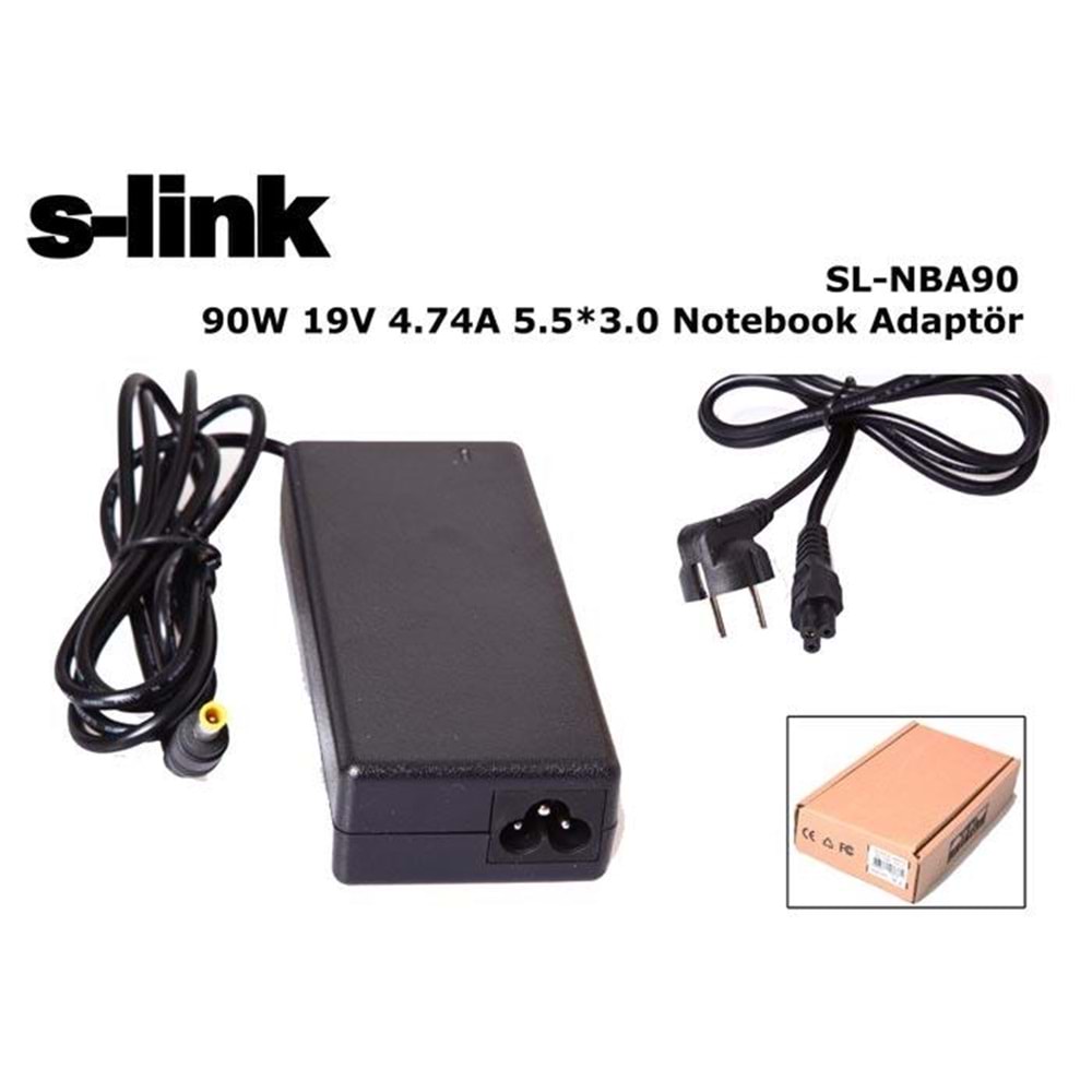 S-link SL-NBA90 90W 19V 4.74A 5.5*3.0 Samsung Notebook Standart Adaptör