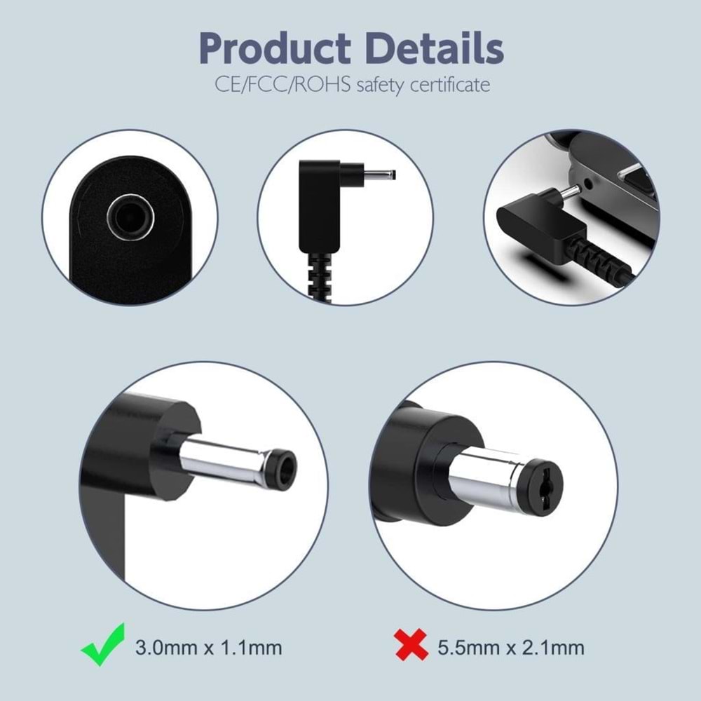 Fast CU16 65W 19V 3.42A Acer Ultrabook Şarj Adaptör (3.0*1.1mm)