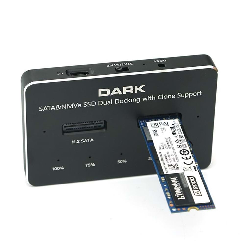 Dark M.2 NVMe, M2 SATA SSD Klon Destekli Disk İstasyonu DK-AC-DSDM2C