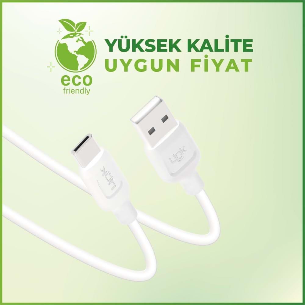 Linktech K450 Strong 1 Metre 2.4A Max Metal Başlı Type-C Şarj Kablosu