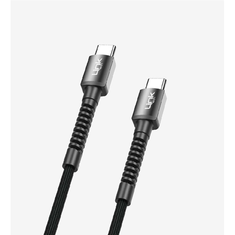 LinkTech K597 Siyah 3 Metre Type C to Type C Kablo, Örgülü PD 60W 3 Metre Type C Kablo