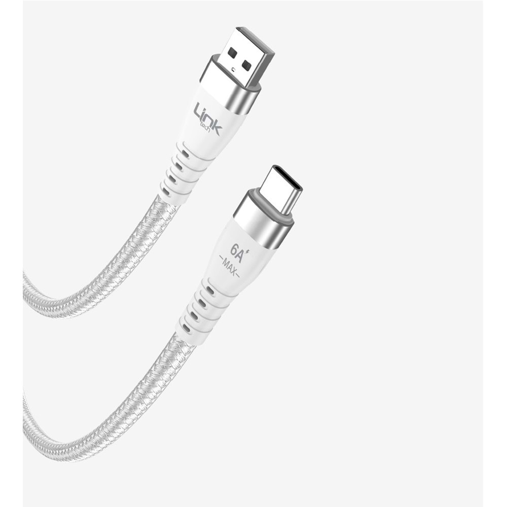 LinkTech K654 Premium 120W Örgülü Metal Başlı Tip-C Şarj Kablosu