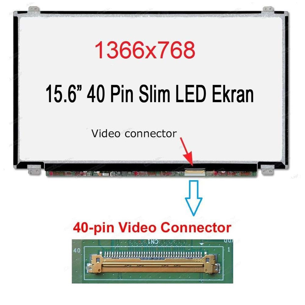 Notebook Ekran KOD305 15.6 40 Slim Led Pin HD Wxga HD (1366x768) Led Ekran