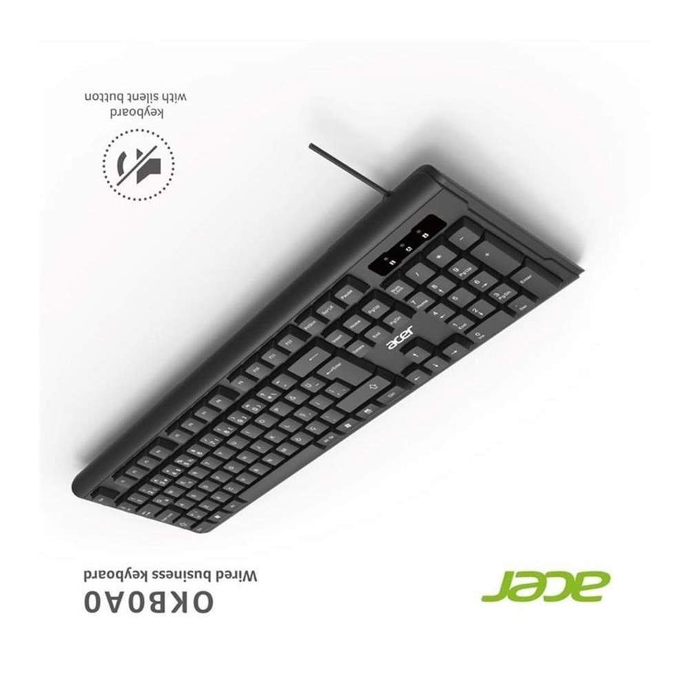 Acer OAK-0A0 Siyah Kablolu Sessiz Tuşlu Türkçe Q Klavye
