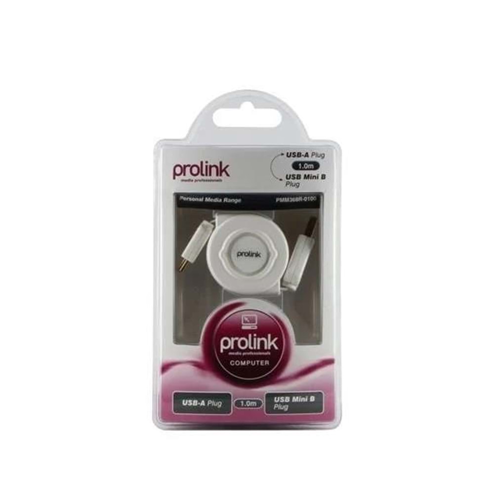 NBTech Prolink PMM368R-0100 1 Metre Mini USB to USB Kablo, Makaralı PS3 Kol Şarj Kablosu