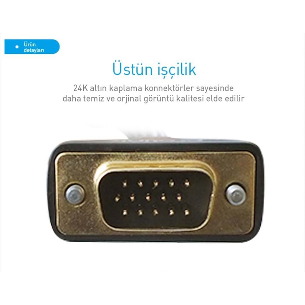 NBTech Prolink PR-V001 1.5 Metre Vga Kablo, EMI Filtreli Altın UÇ Örgülü VGA Kablo