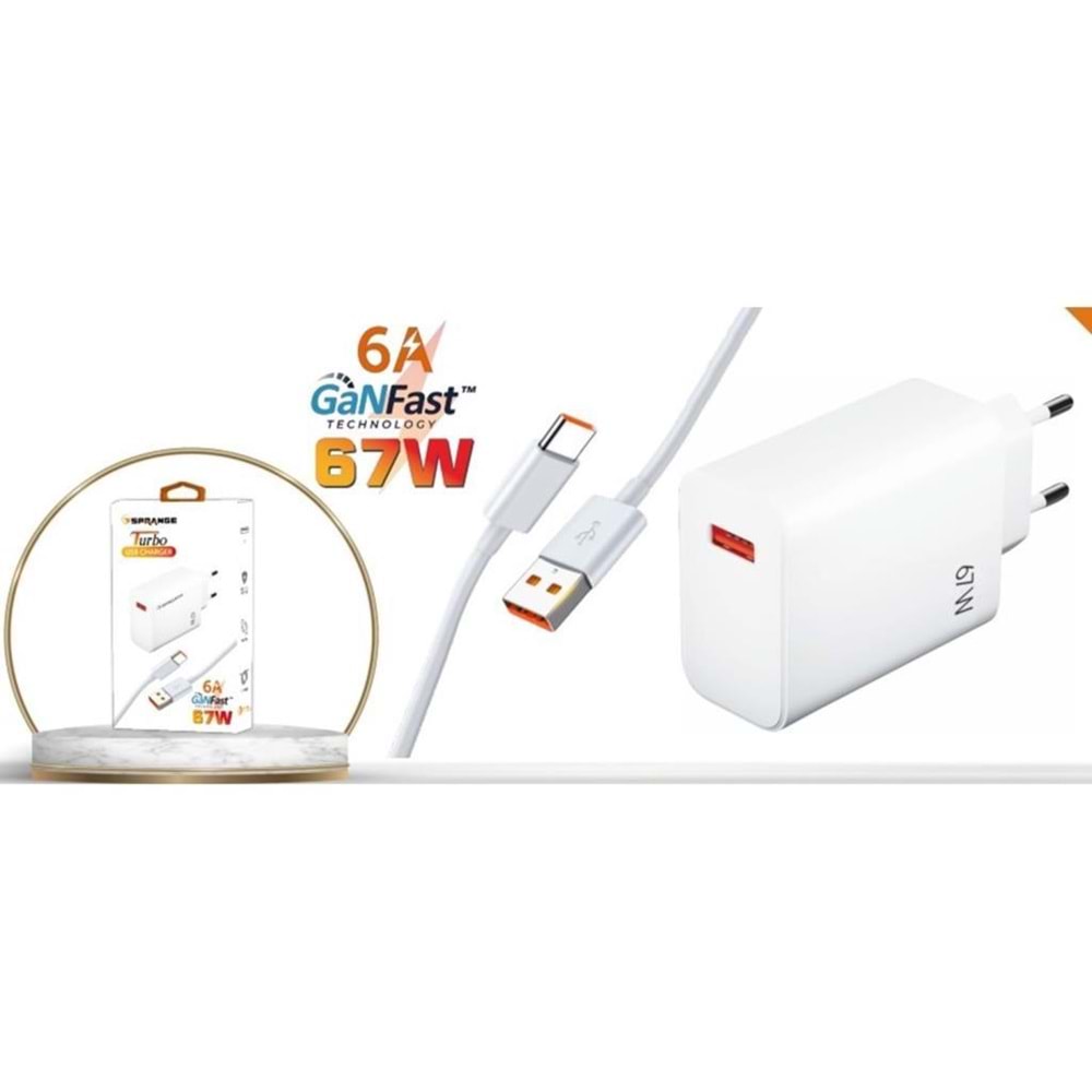 Sprange PT-X76 67W USB to Type C Şarj Aleti, Turbo Şarj