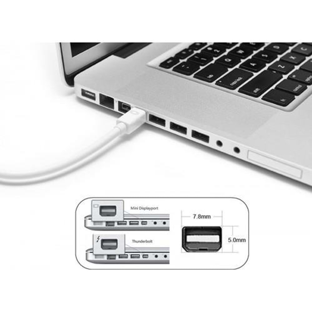 NBTech NB-1515 Apple MacBook Mini Display to Vga Çevirici