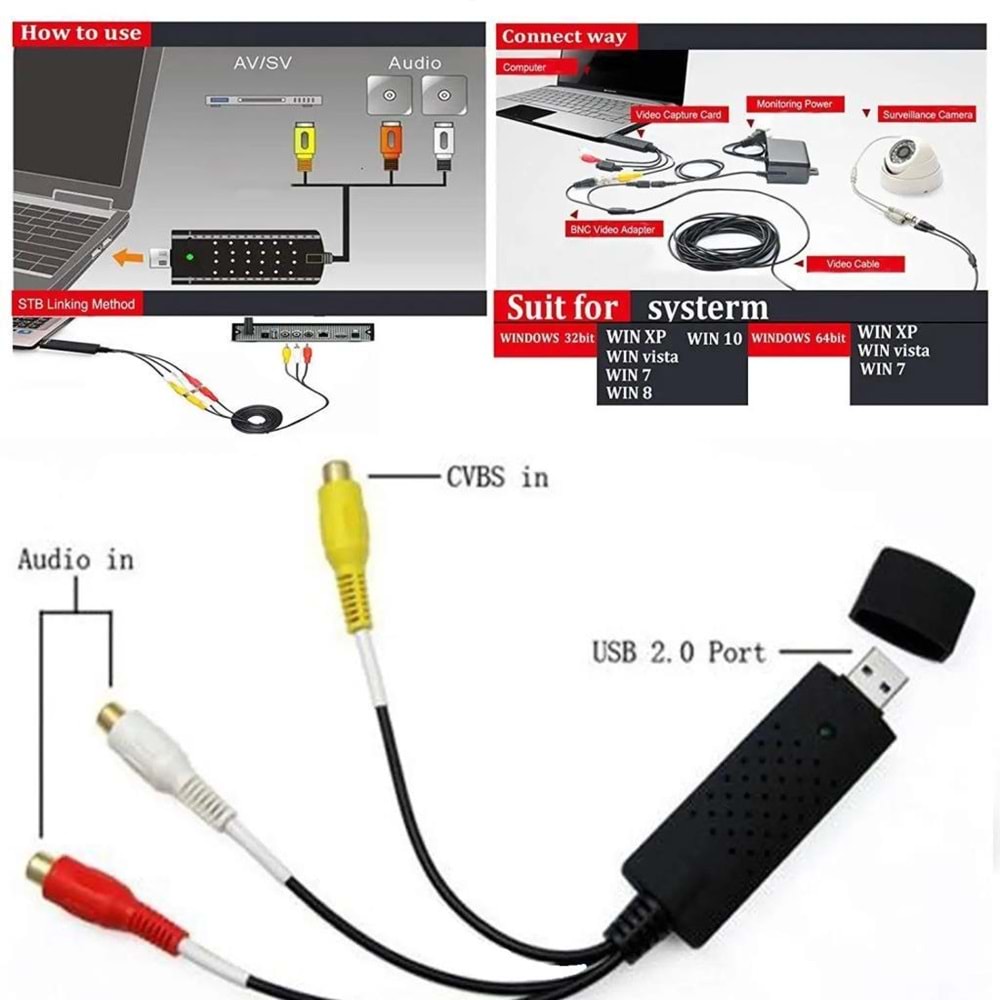 NBTech NB-2410 Usb Capture 2.0 Video Edit Çevirici, s-video capture USB