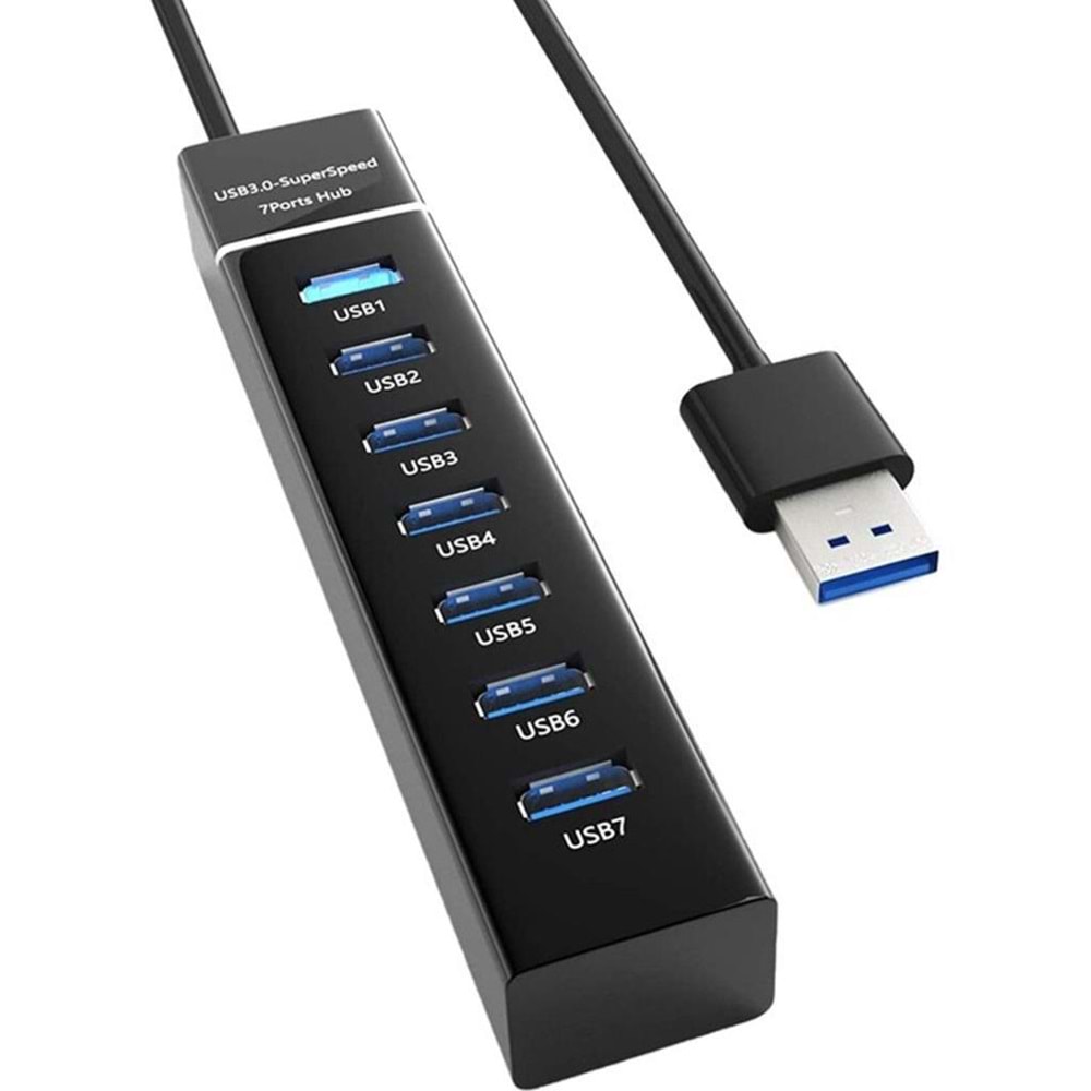 NBTech NB-307 USB Hub, 7 Port USB 3.0 Çoklayıcı, USB Çoklayıcı Siyah