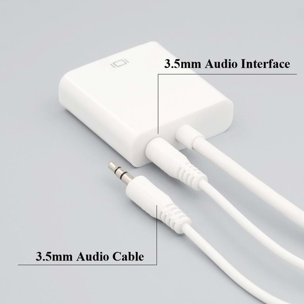 NBTech NB-4307 Mini HDMI To VGA Çevirici Dönüştürücü, Ses Çıkışı Destekli