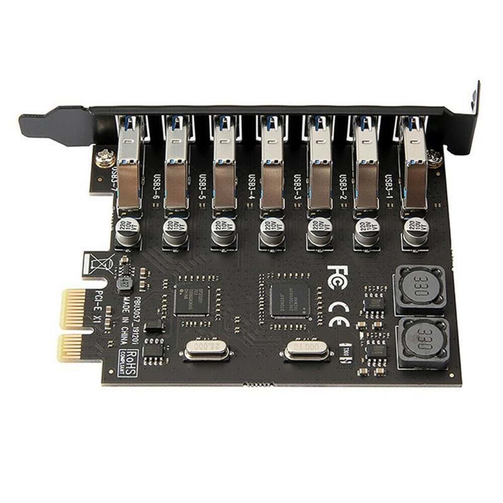 NBTech NB-4899 7 Port USB Hub, PCI Expres USB3.0 Kart 7 Port Çoklayıcı, PCI ex USB3.0 Çoklayıcı Kart (Win7/8/10/11, Linux, MacOs)