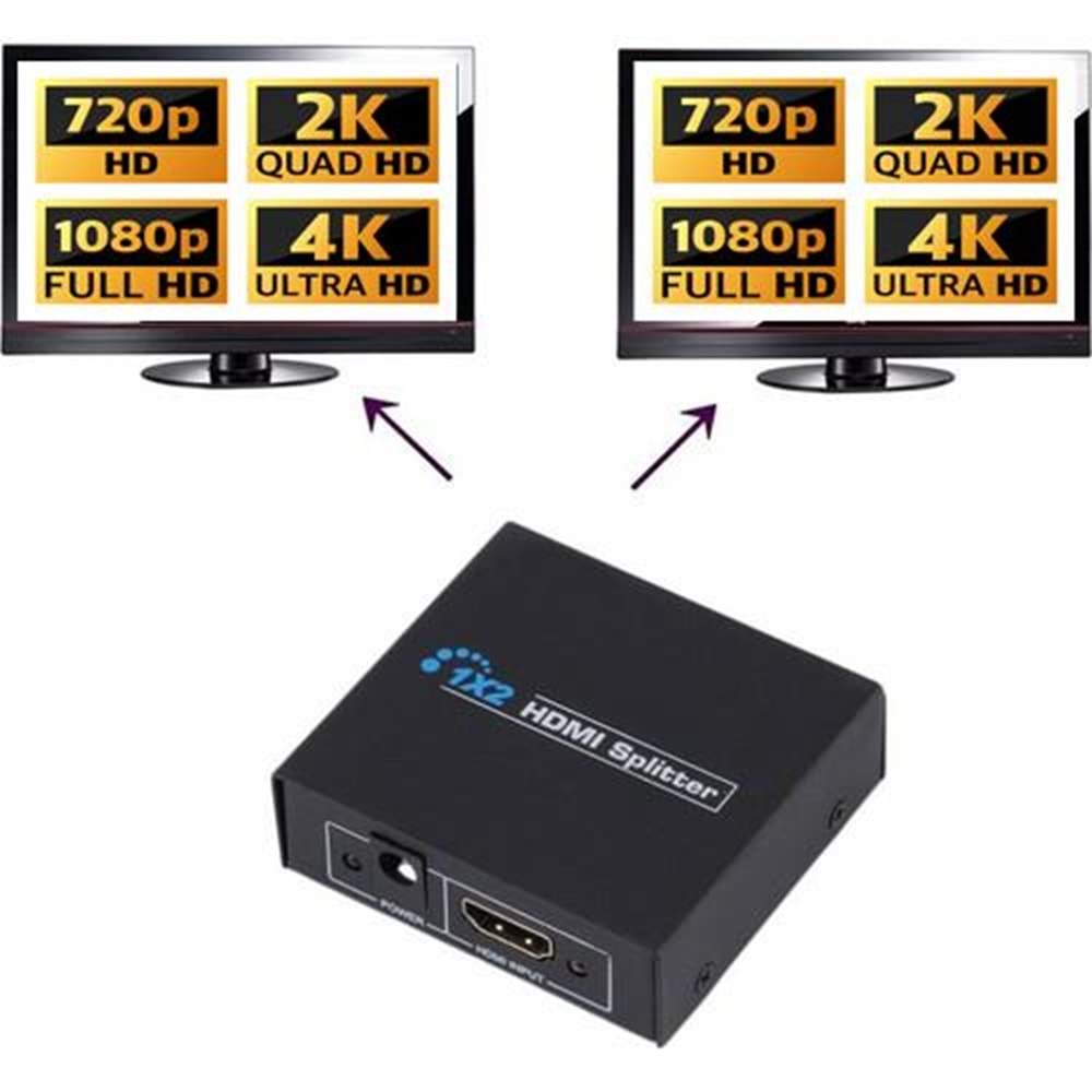 NBTech NB-5002 1080P 2K 4K UHD 2 Port HDMI Spliter (Adaptörlü)