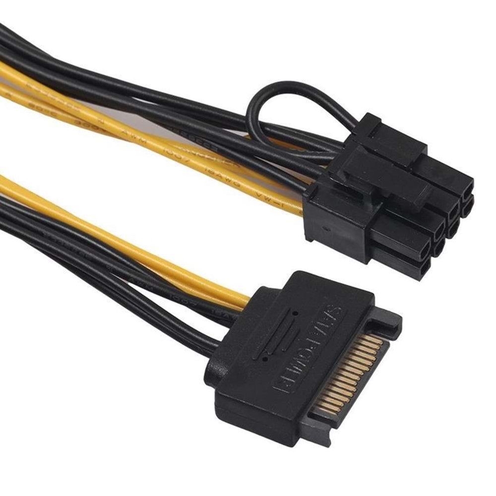 NBTech NB-5062 Sata To 8 Pin Ekran Kartı Power Çevirici, 6+2 Pin 8Pin Ekran Kartı Kablo, Bakır 20Cm