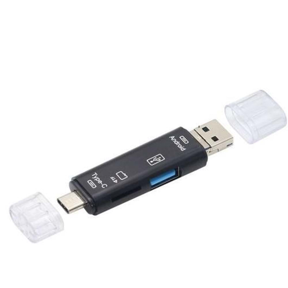 NBTech NB-5068 Micro USB/ Type C to Micro Sd OTG Çevirici, Otg 3in1 Type-C Ve Micro Usb Tf Çevirici Dönüştürücü Kart Okuyucu