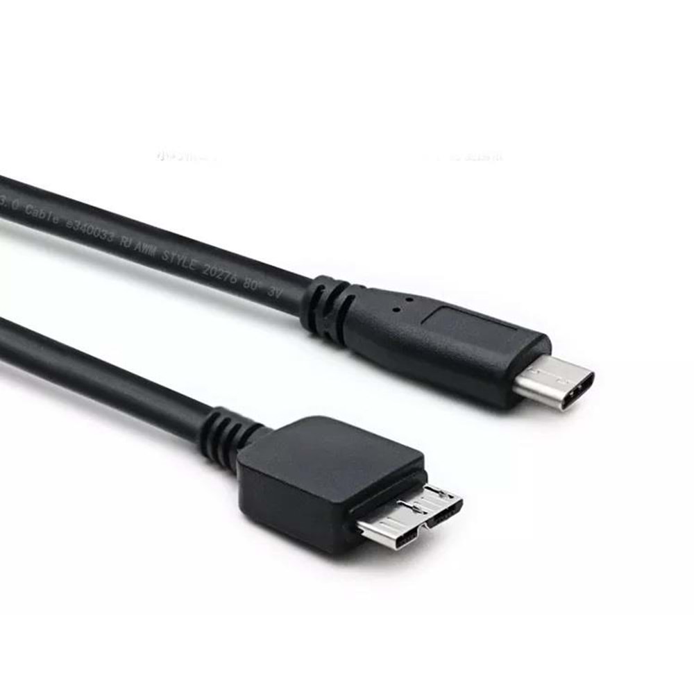 NBTech NB-5240 0.5 Metre TYPE C to Micro USB B Kablo, 50 CM Type C Harici Harddisk kablosu, Type C Micro b Kablo, Type C USB b Kablo