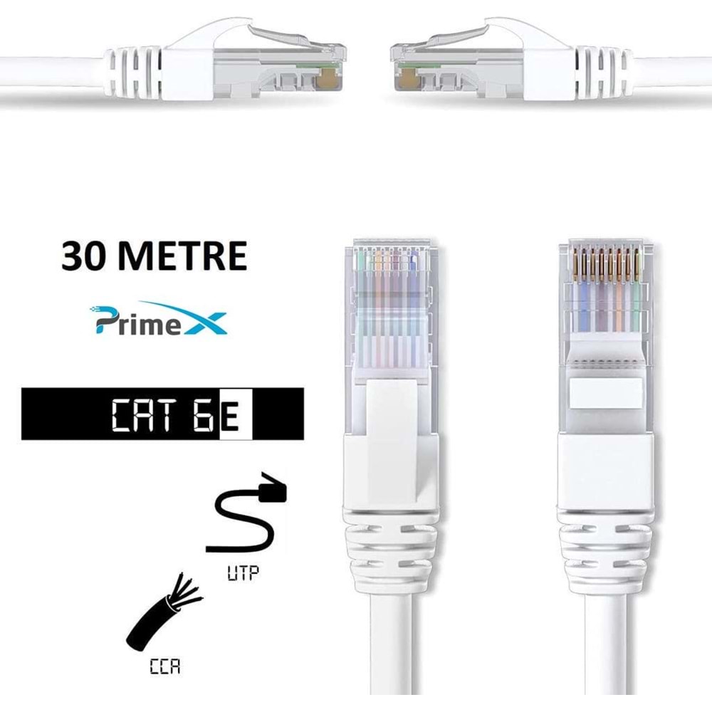 PrimeX PX-CAT630G 23AWG 30 Metre Gri Cat6E Ethernet Kablosu (Gigabit)