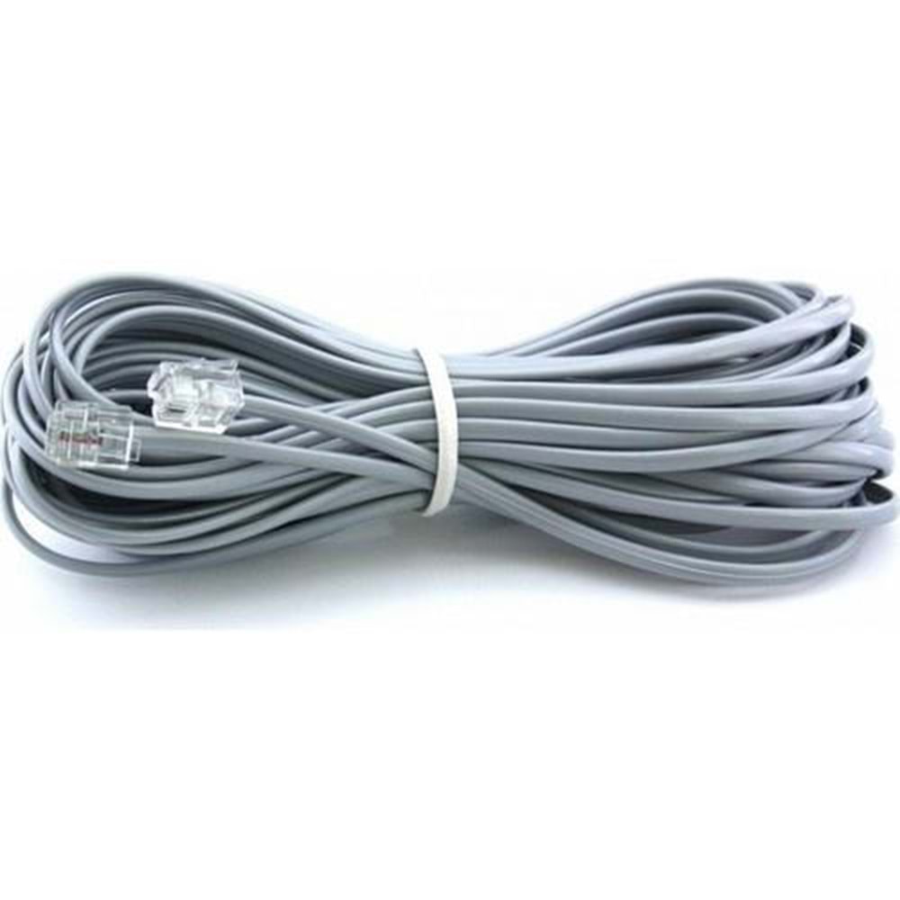 PrimeX PX-KKT05 2CX0.10mmx7 5 Metre ADSL RJ11 Telefon Kablosu Gri