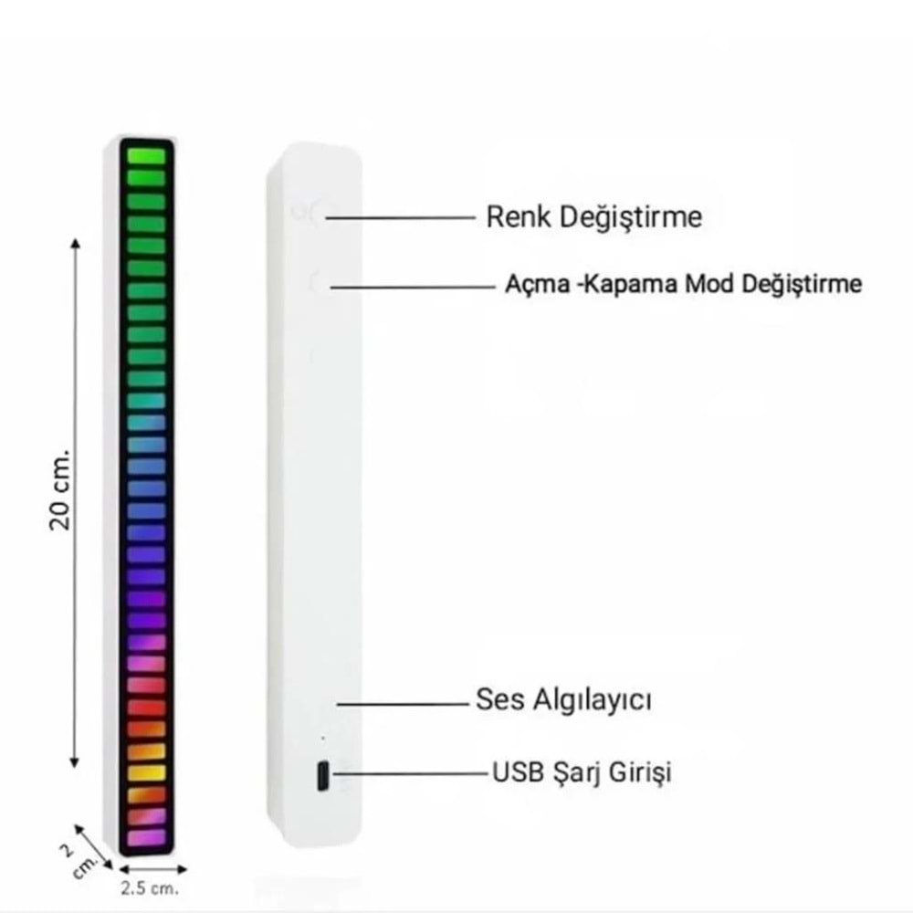 PrimeX PX-RGB08 RGB Ses Algılayıcı, Rgb Müzik Ses Ritim Işığı, Araba Ev Ses Led Ritim Şerit Işığı, Çoklu Mod RGB ses Algılayıcı