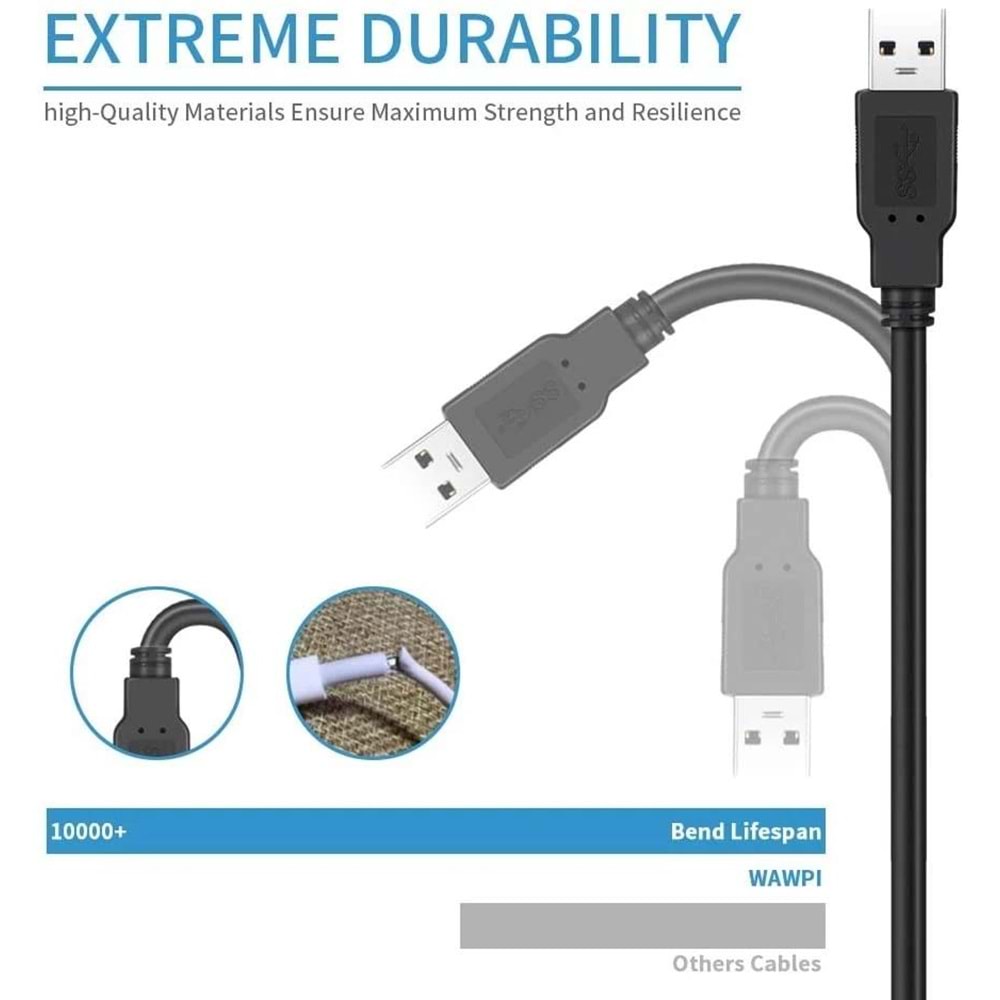 NBTech NB-USB05 0.5 Metre USB to USB Kablo, Notebook Soğutucu Kablosu, Kısa Usb Kablo