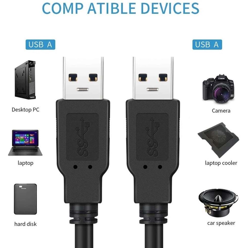 NBTech NB-USB05 0.5 Metre USB to USB Kablo, Notebook Soğutucu Kablosu, Kısa Usb Kablo