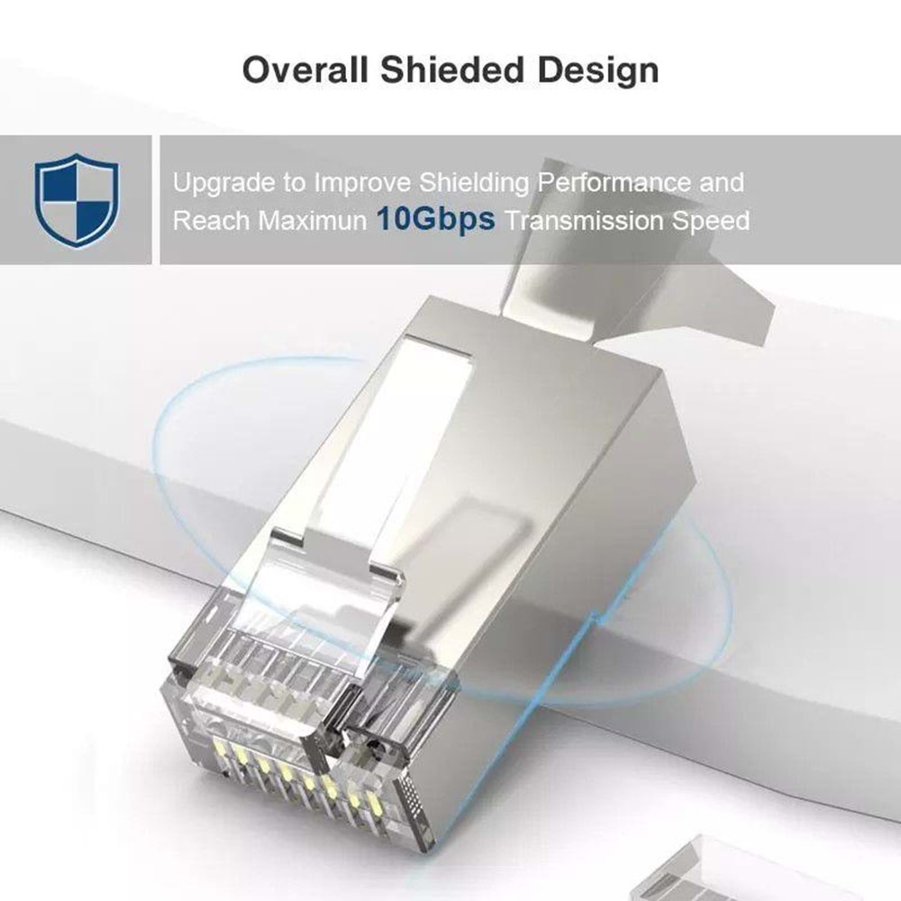 NBTech Nb-J7100M Cat7 Metal Konnektör Rj45 CAT7 Jack + Ayraç 100 lü Paket